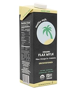Malibu Mylk Unsweetened Organic Flax Milk | Dairy-Free, Vegan, Plant-Based Milk Substitute (6 Pack)