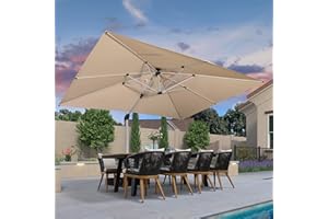 PURPLE LEAF 10' X 13' Patio Umbrella Outdoor Rectangle Umbrella Large Cantilever Umbrella Windproof Offset Heavy Duty Sun for Garden Deck Pool Patio, Beige