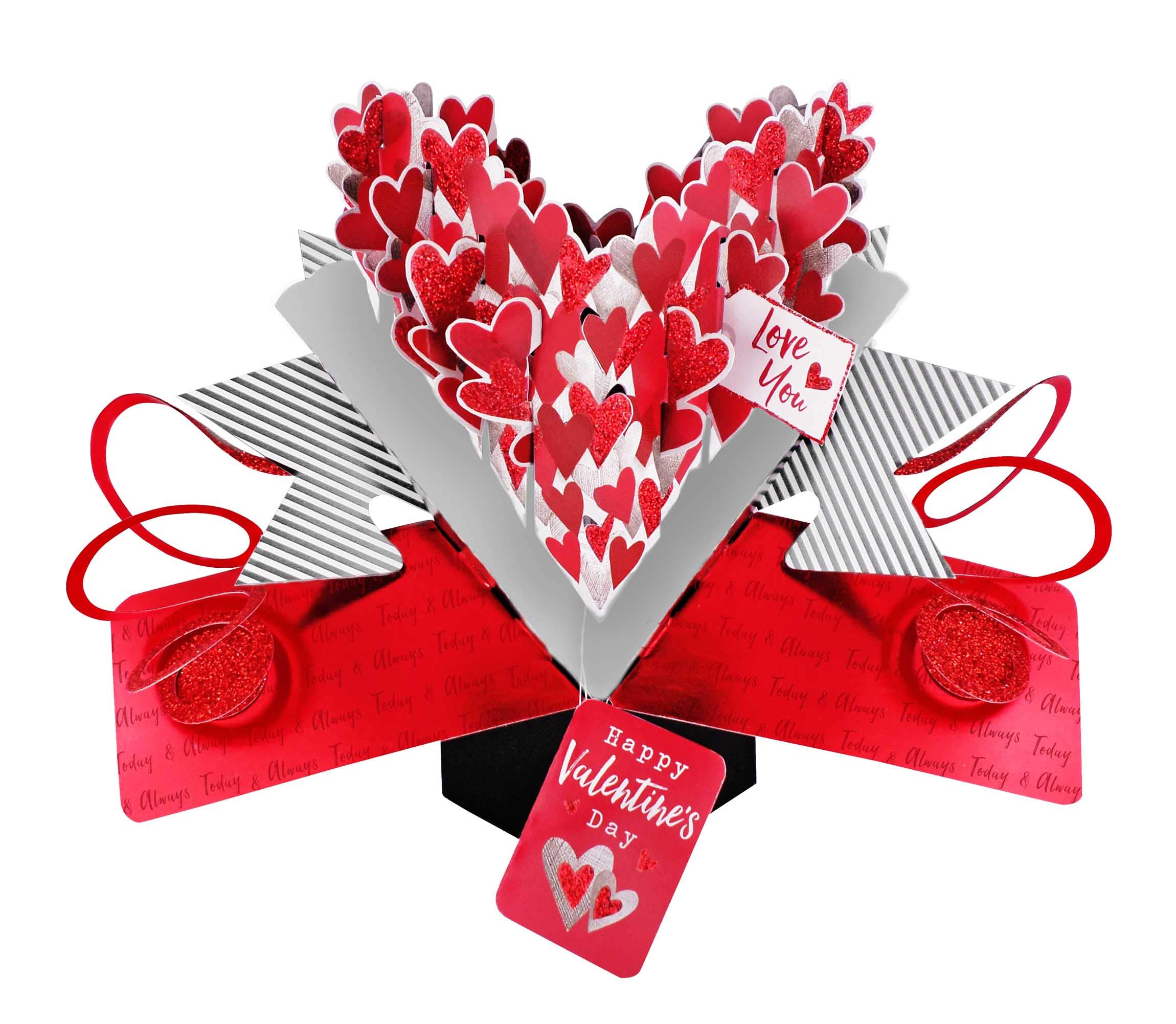 Love Hearts Happy Valentine's Day Greeting Card 3D Pop Up Cards