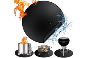 BAIPOK 36" Fire Pit Mat & Under Grill Mat, Double-Sided Fireproof BBQ Grill Mat, Fire Pit Mat for Under Fire Pit, Round Grill Mat for Outdoor Grill Deck Protector, Oil-Proof Waterproof