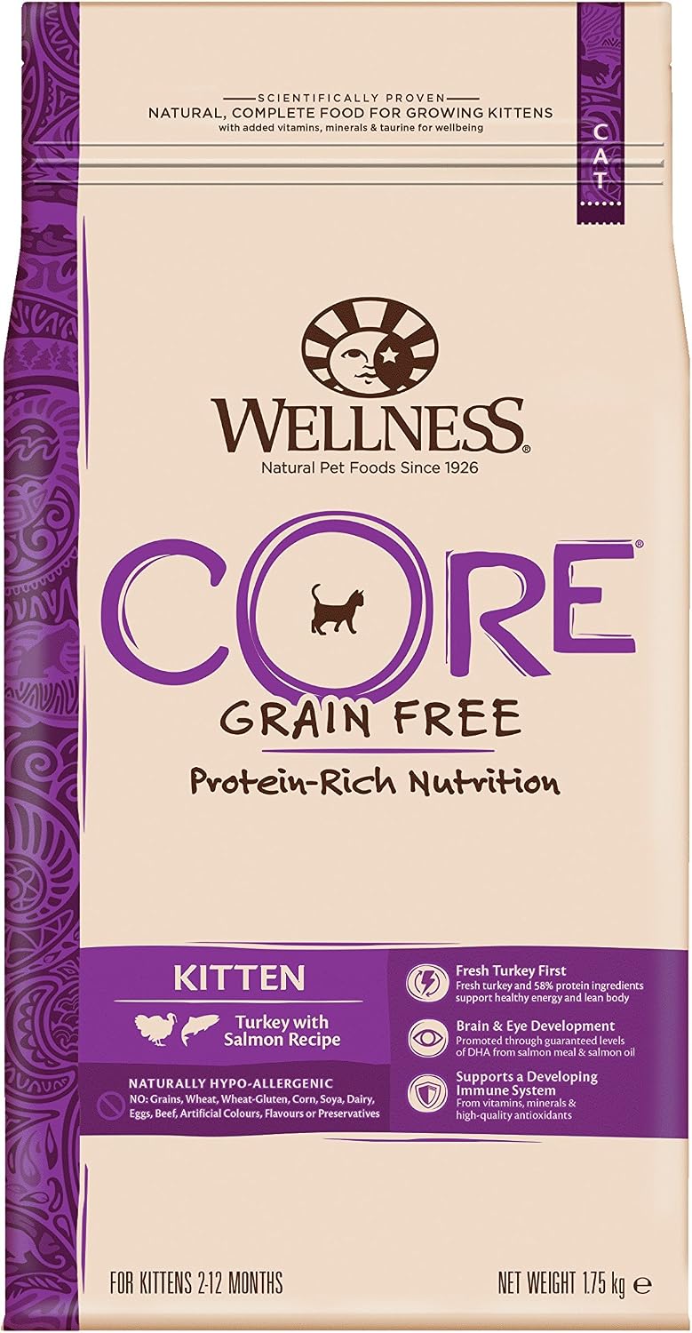 Wellness CORE Kitten 1.75 kg, Turkey & Chicken, Dry Cat Food for Kittens Grain-Free, Natural, Hypoallergenic, Protein-Rich