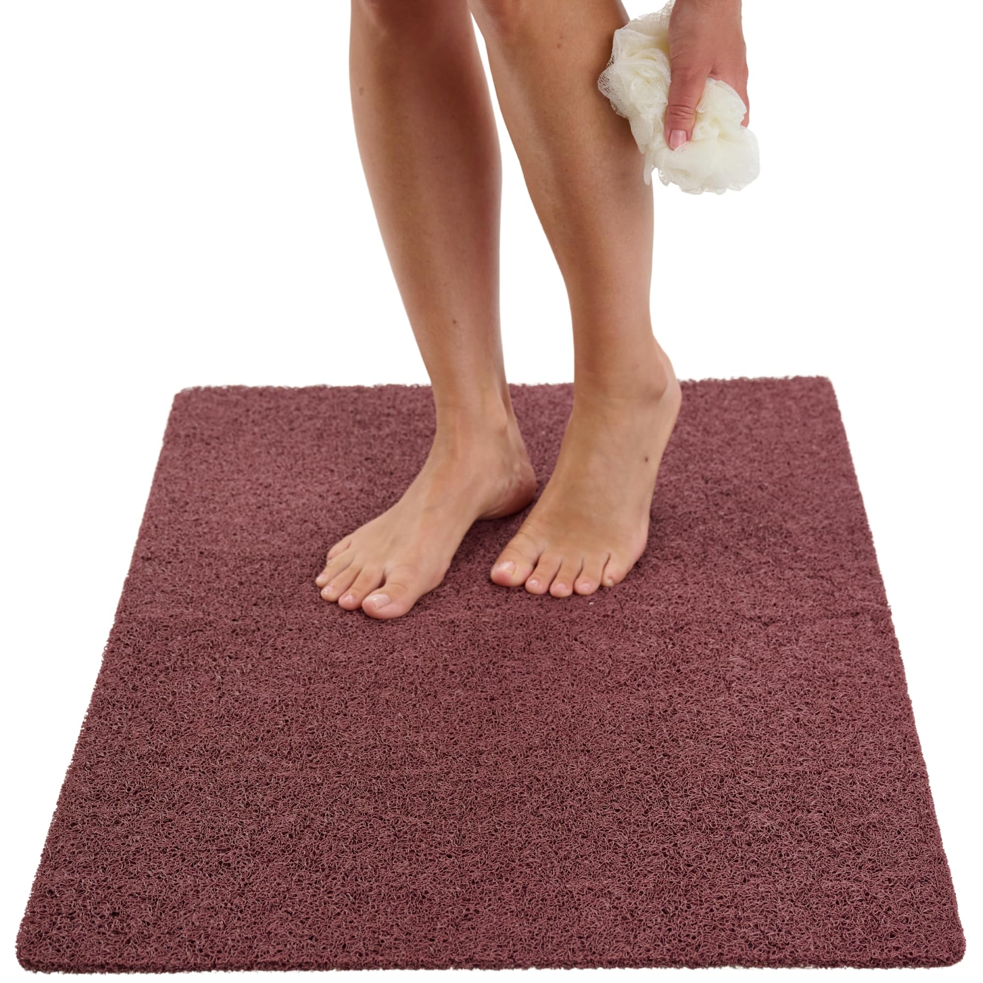 Photo 1 of (see all images) Enkosi Loofah Non-Slip Shower Mat - Shower Floors, Bathtub, Bathrooms, Wet Areas - Cushioned Bath Mat with Drain Holes - 
