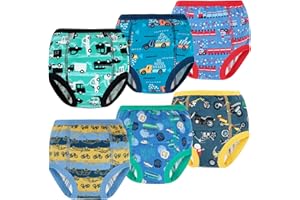 MooMoo Baby 6 Packs Potty Training Underwear Absorbent Vehicle Training Pants for Toddler Boys Pee Pants 2T-9T