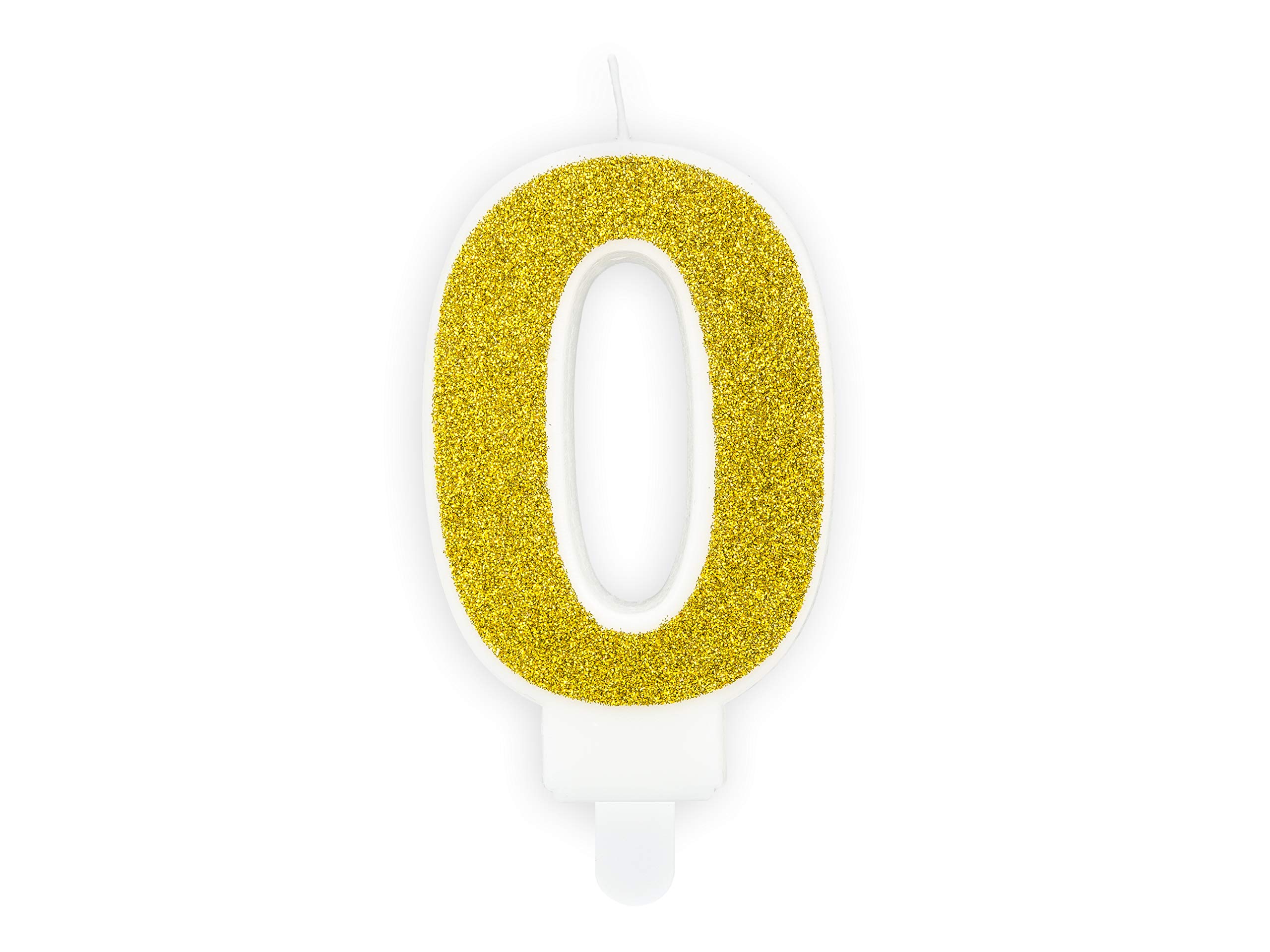 PartyDeco Birthday Candle Number 0 Gold Glitter Cake Decoration Cake Toppers Muffin Bakes Birthday Wedding Anniversary Candles for Adults Children