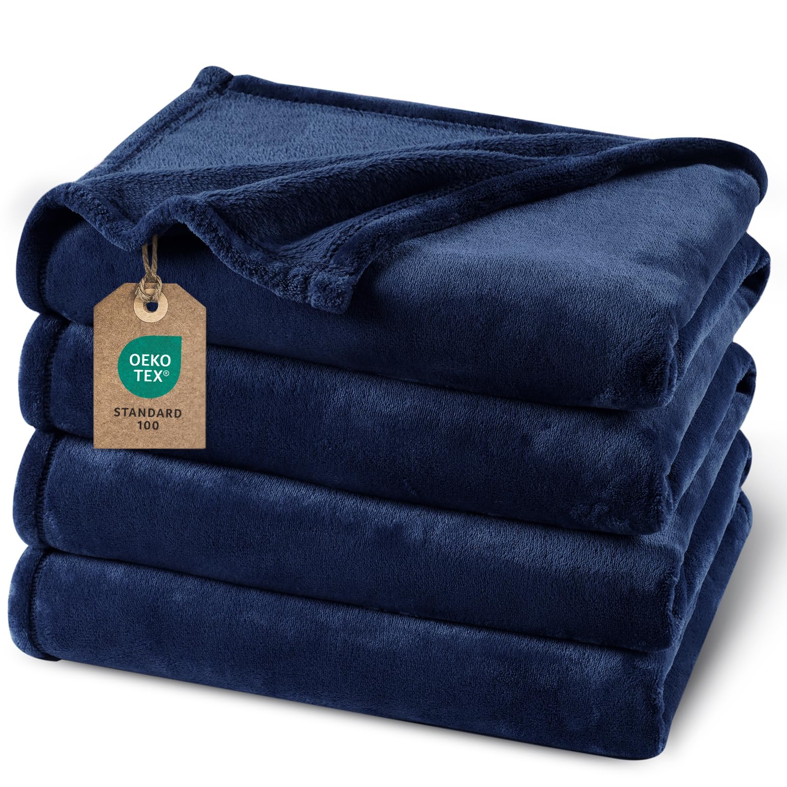 PHF Ultra Soft Fleece Blanket Double Size 150 x 200cm, No Shed No Pilling Luxury Plush Cozy Flannel 280GSM Lightweight Throw Blanket for Bed, Couch, Chair, Sofa Suitable for All Season, Navy Blue