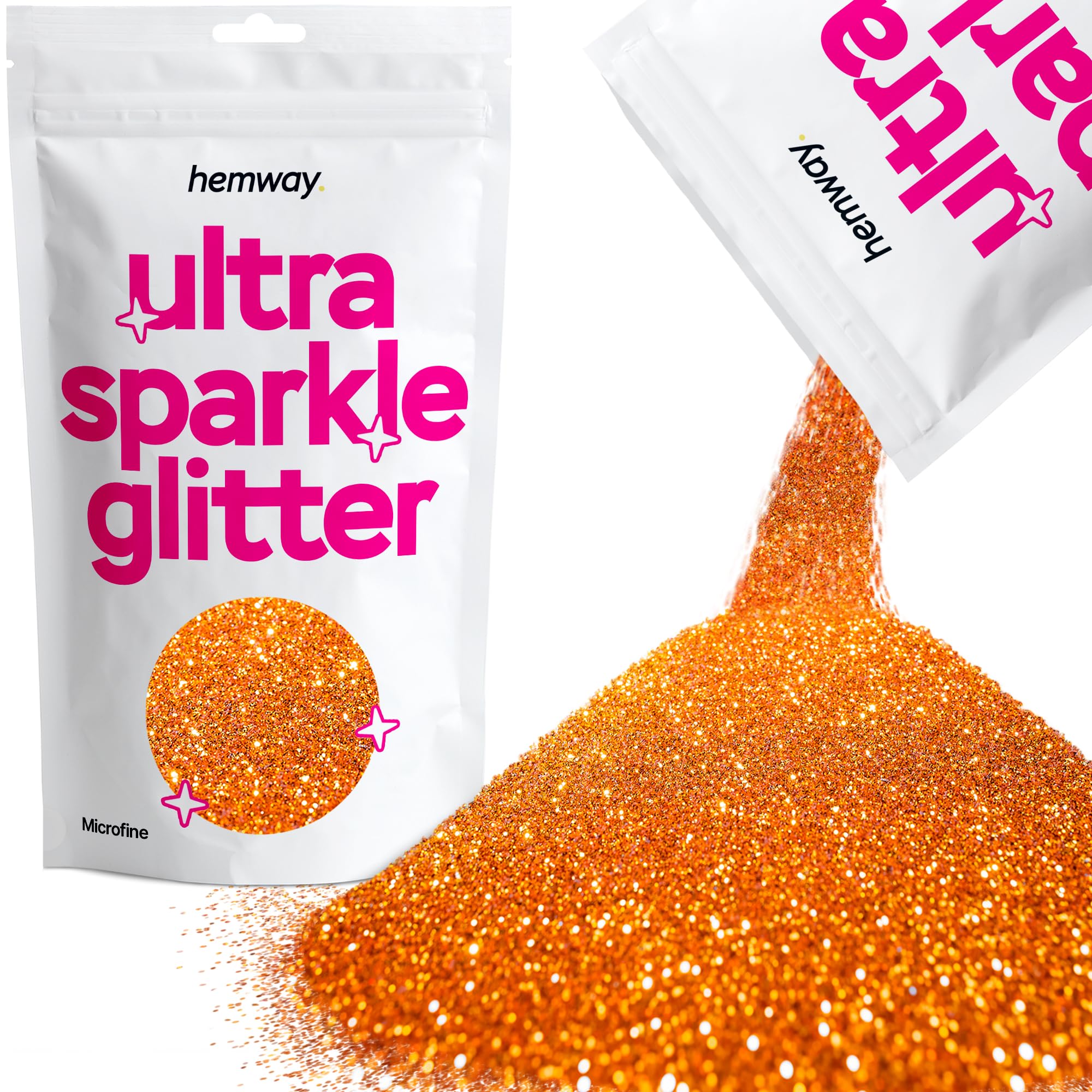 Hemway Ultra Sparkle Glitter Copper 100g Microfine | Glitter for Arts & Craft, Makeup, Nail Art, Crafting, Card Making, Sparkle Decoration