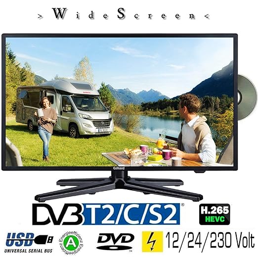Gelhard GTV-1982 LED Fernseher 19 Zoll TV DVD DVB-S/S2/T/T2/C 230/12 Volt / 24 Volt