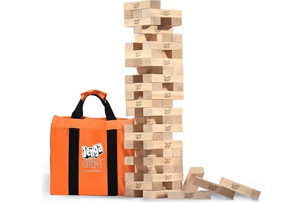 Jenga Official Giant JS6 - Extra Large Size Stacks to Over 4 feet, Includes Heavy-Duty Carry Bag, Premium Hardwood Blocks, Sp