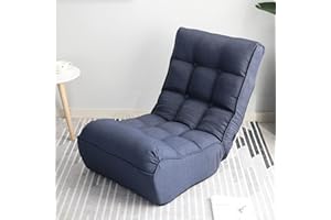 SLEERWAY Indoor Chaise Lounge Chair, 3 Angles Adjustable Floor Chair, Folding Lazy Sofa Couch for Teens and Adults, Cushion Padded Comfy Chair for Living Room and Bedroom (Navy Blue)