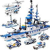 EP EXERCISE N PLAY City Police Set Battleship Building Toy, 1169 Pieces 6 in 1 Boat War Ship Block Set, Fun Toy Gift for Kids Boys & Girls Ages 6+