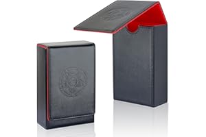 Buweeo Tarot Card Case/Holder, Single Deck PU Leather Card Holder for Most Standard Size Tarot Cards or Playing Cards, Black and Red