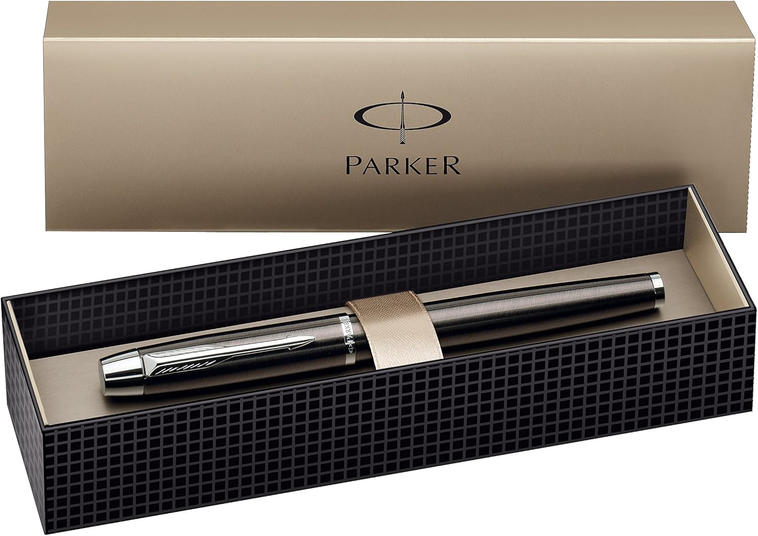 Parker IM Chrome Trim Rollerball Pen with Fine Nib, Gift Boxed Gun