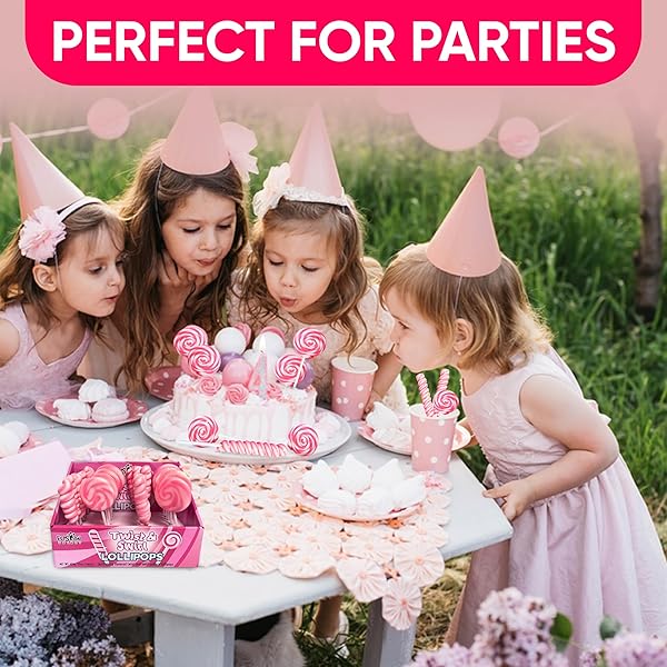 FUSION SELECT TWIRL & SWIRL PINK LOLLIPOPS – PINK CANDY SUCKERS FOR BUFFET, BABY SHOWER & SCHOOL – SWEETS FOR PARTY FAVORS & GOODIE BAGS – INDIVIDUALLY WRAPPED SWEET SNACKS – 24 LOLLIPOPS PER BULK BOX