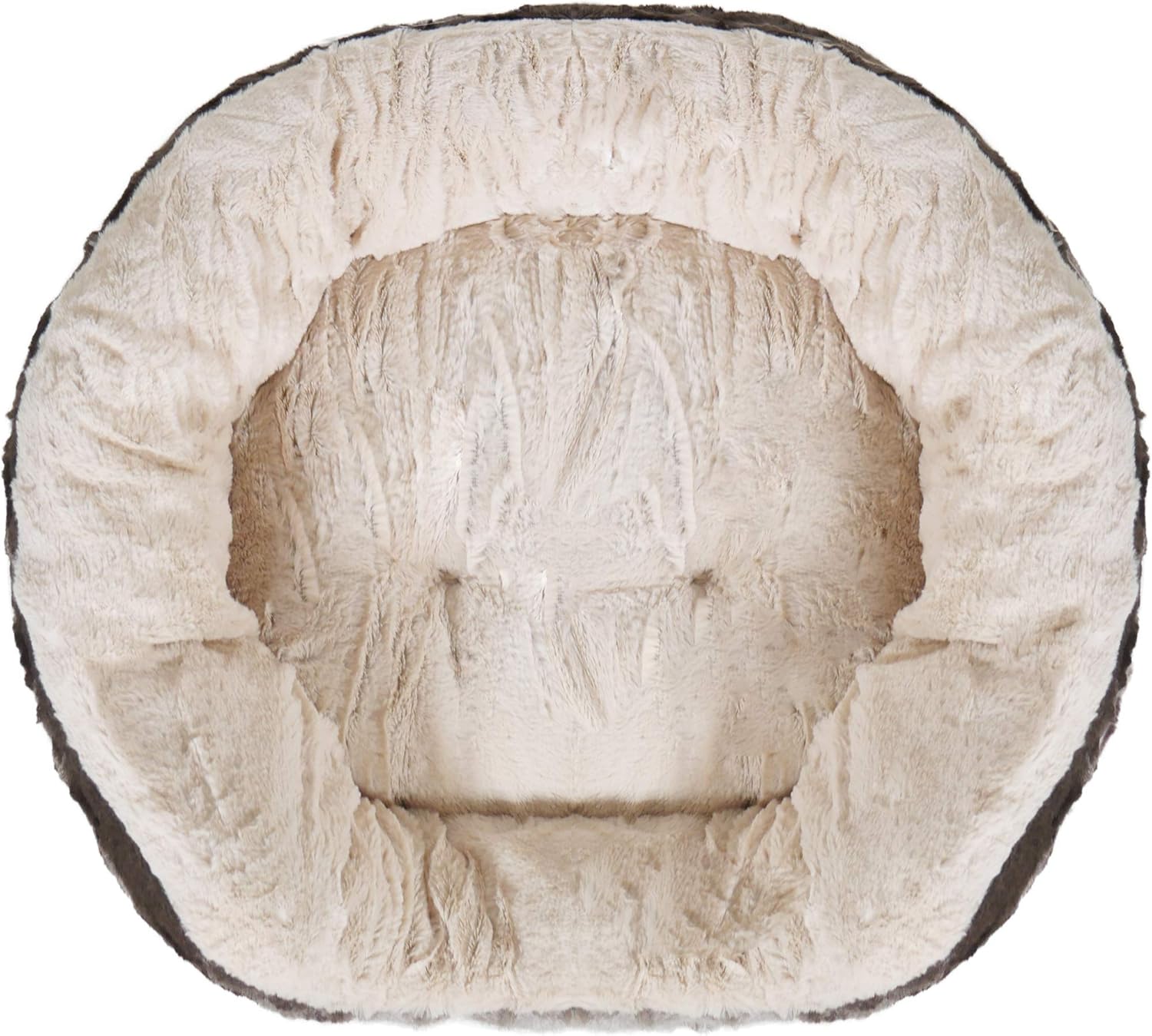 Rosewood 40 Winks Grey & Cream Snuggle Plush Oval Dog Bed, 25”, 63 x 53 x 15 cm (L x W x H) - Image 4