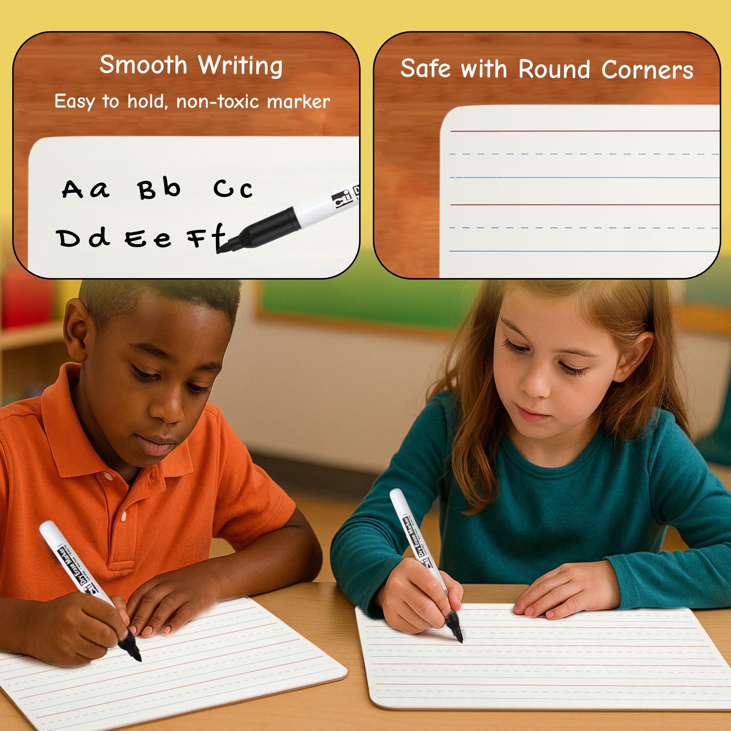 Charles Leonard Dry Erase Board Classroom Pack - Mini Lapboard School Supplies – Set of 12 Two-Sided Plain/Lined Dry Erasable White Boards, 9x12 Inches (35120)