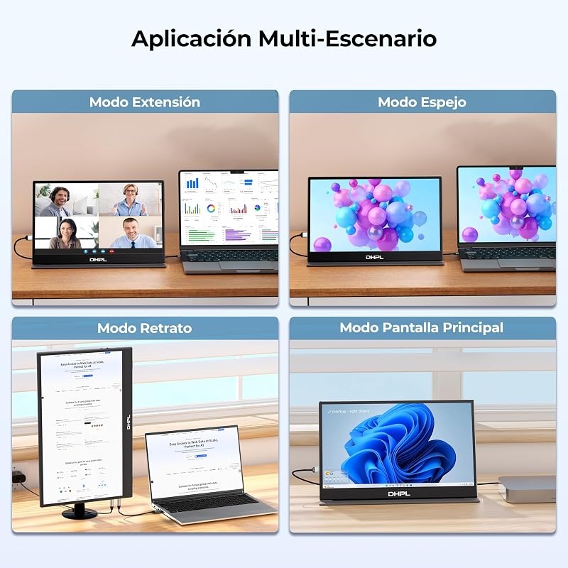 Monitor portátil 15,6 pulgadas Pantalla FHD 1080P IPS Altavoz incorporados Interfaz USB-C/HDMI Pantalla portátil para portátil, PC, Mac, móvil y consolas juegos funda protectora incluida