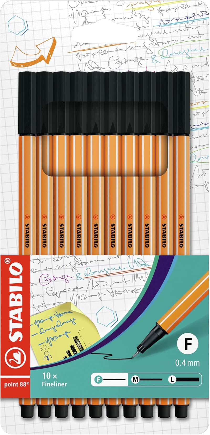 Stabilo point 88 Fineliner Pack of 10 Black