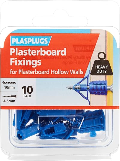 Plasplugs Plasterboard Fixings HCF110 Pack of 10 Heavy-Duty No 8 10mm Drill