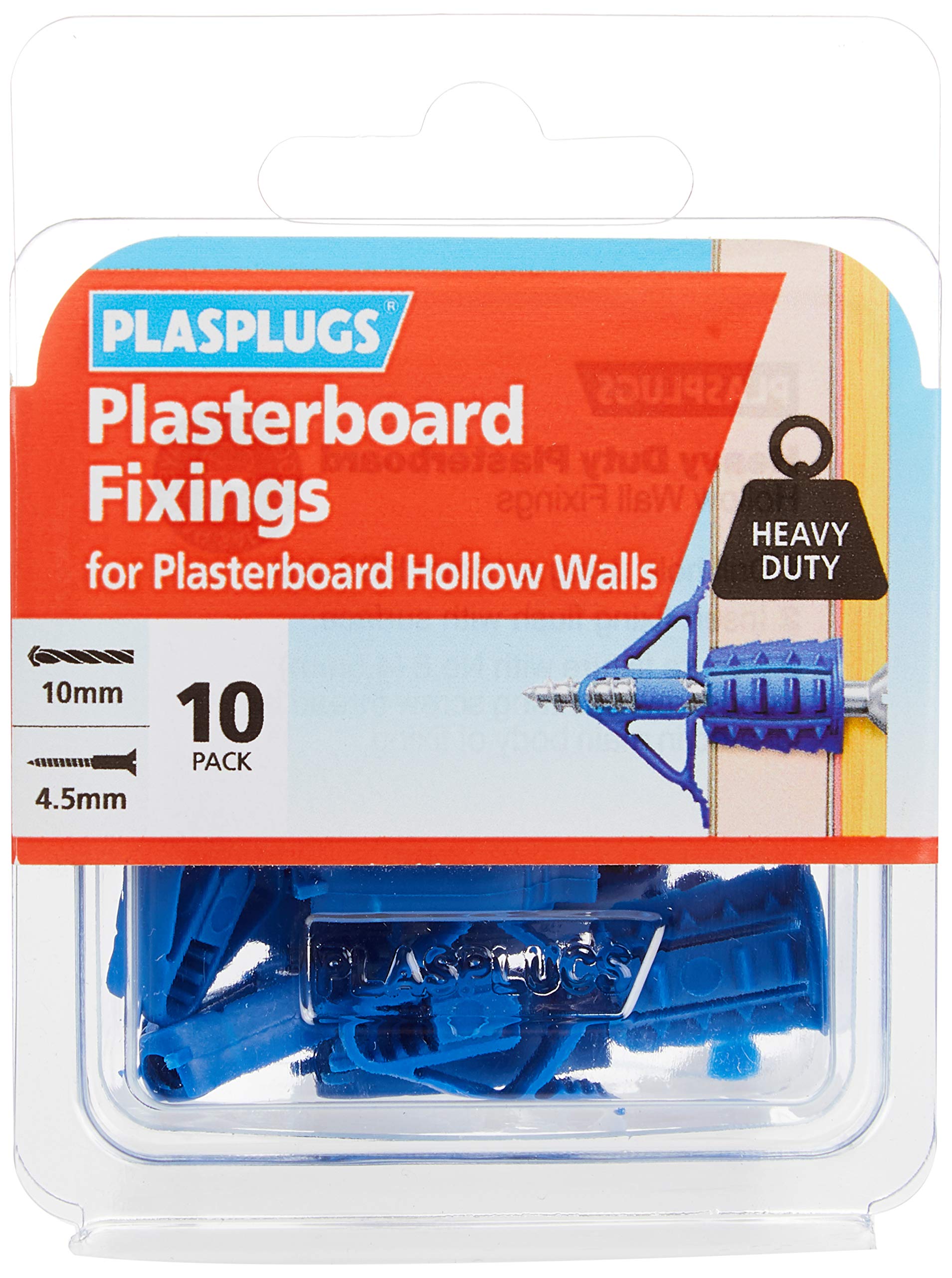 Plasplug HCF110 Heavy-Duty Plasterboard Fixings (Pack of 10)