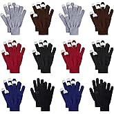 12 Pairs Winter Gloves Touch Magic Screen Gloves Stretchy Knit Cotton Gloves Bulk For Men Women Homeless Cold Weather