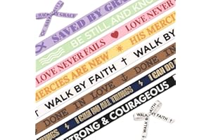 Kutyndrix Christian Bible Verse Grosgrain Ribbon, 8 Pack 3/8 Inch 24 Yards Scripture Ribbon with Gold Foil for Gift Wrapping,