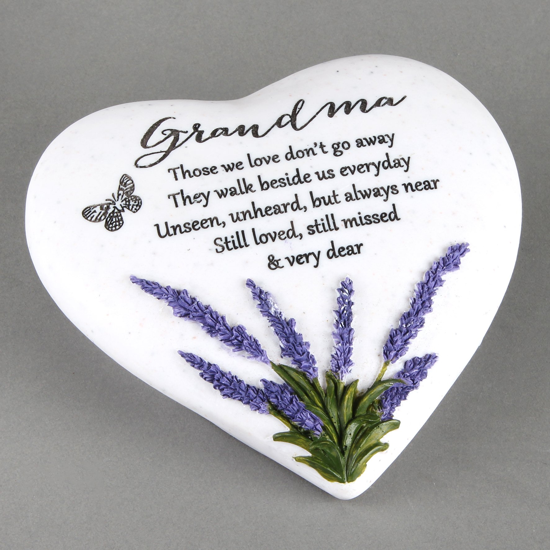 MOSKILA Thoughts Of You Heart Outdoor Memorial Plaque with Lavender design, Grandma