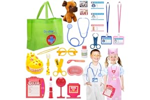 HEYDUOTON Doctor Costume for Kids, Dress Up Clothes Career Day Costume for Girls Boys Kids Scrubs, Toddler Doctor Play Set Halloween Costume for Girls Toys for Age 4-6, Birthday Gifts for 3 4 5 6 Year Old Girl