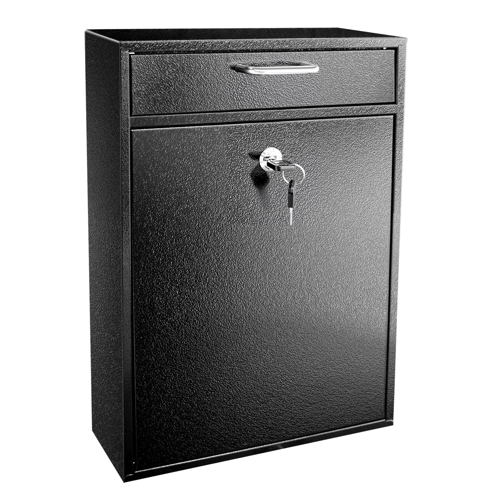 Photo 1 of **missing items**
HLILBTE Wall-Mount Mailbox, Morden Metal Mailboxes for Outside, Security Drop Box with Lock, Large Capacity Mounted, Heavy Duty Thickened, Black