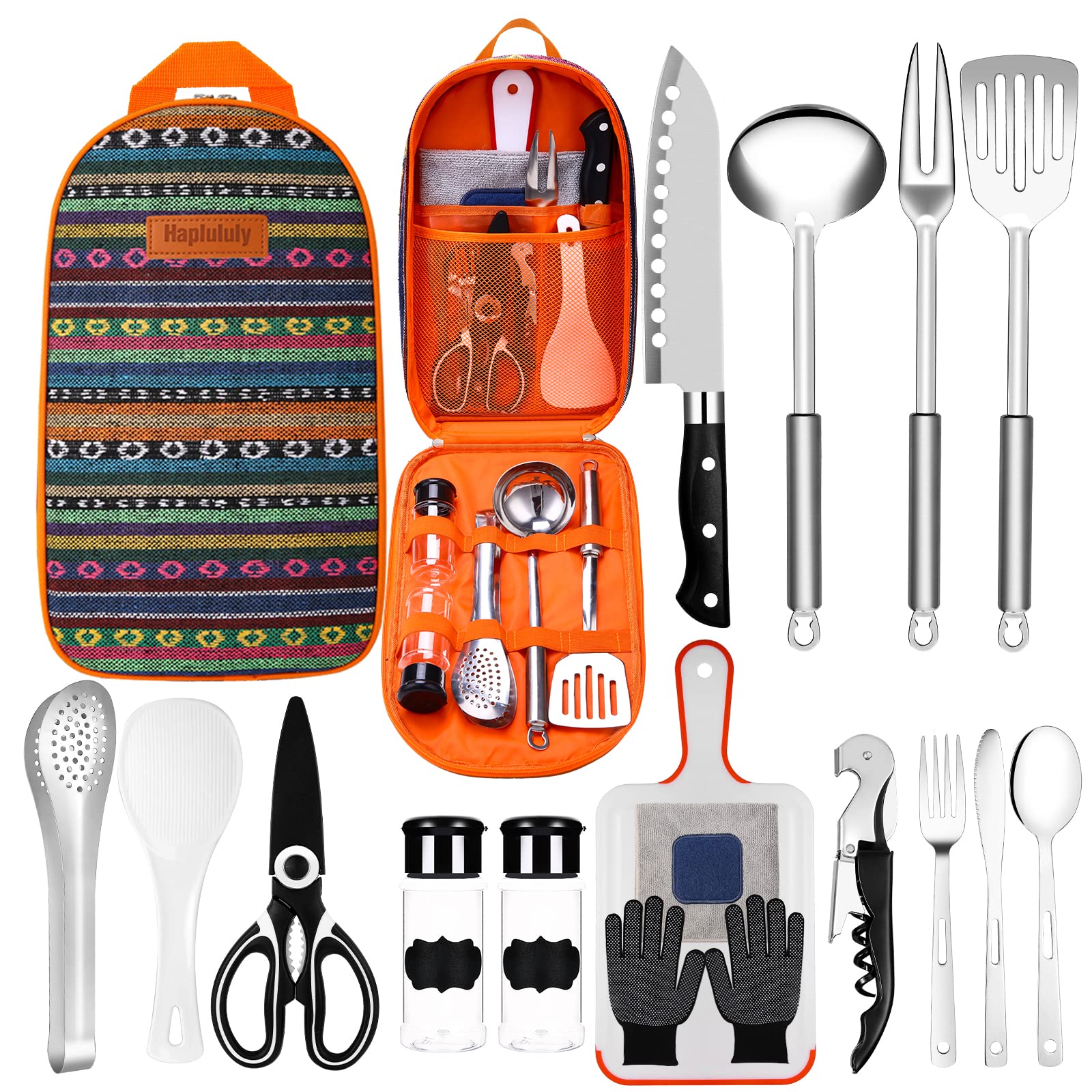 Photo 1 of Camping Kitchen Equipment Camping Cooking Utensils Set Portable Picnic Cookware Bag Campfire Barbecue Appliances Essential Gadgets and Accessories Suitable for Tent Campers,