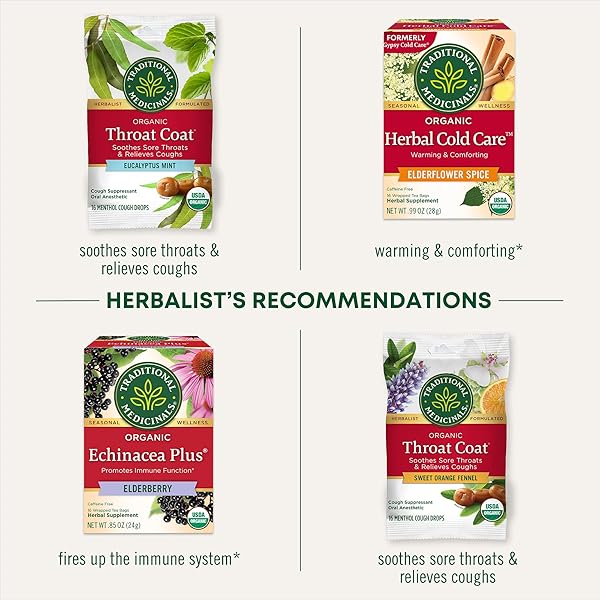 TRADITIONAL MEDICINALS TEA, ORGANIC THROAT COAT EUCALYPTUS, THROAT AND RESPIRATORY SUPPORT, 16 TEA BAGS
