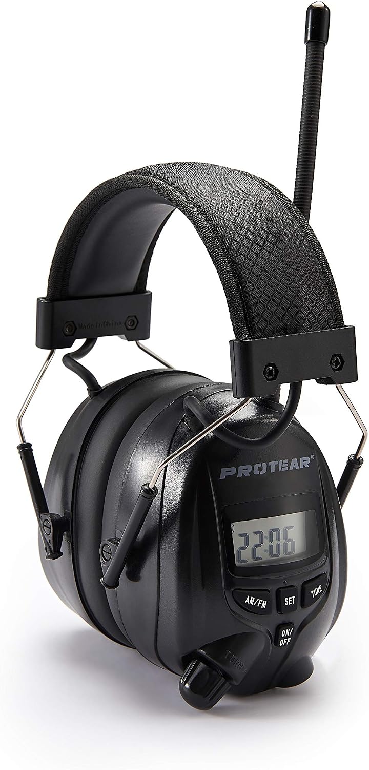 PROTEAR Bluetooth Ear Defenders with DAB/DAB+ FM Radio,Ideal Safety Earmuffs Wireless Headphones for Mowing Sawing, Workshop, SNR 30dB