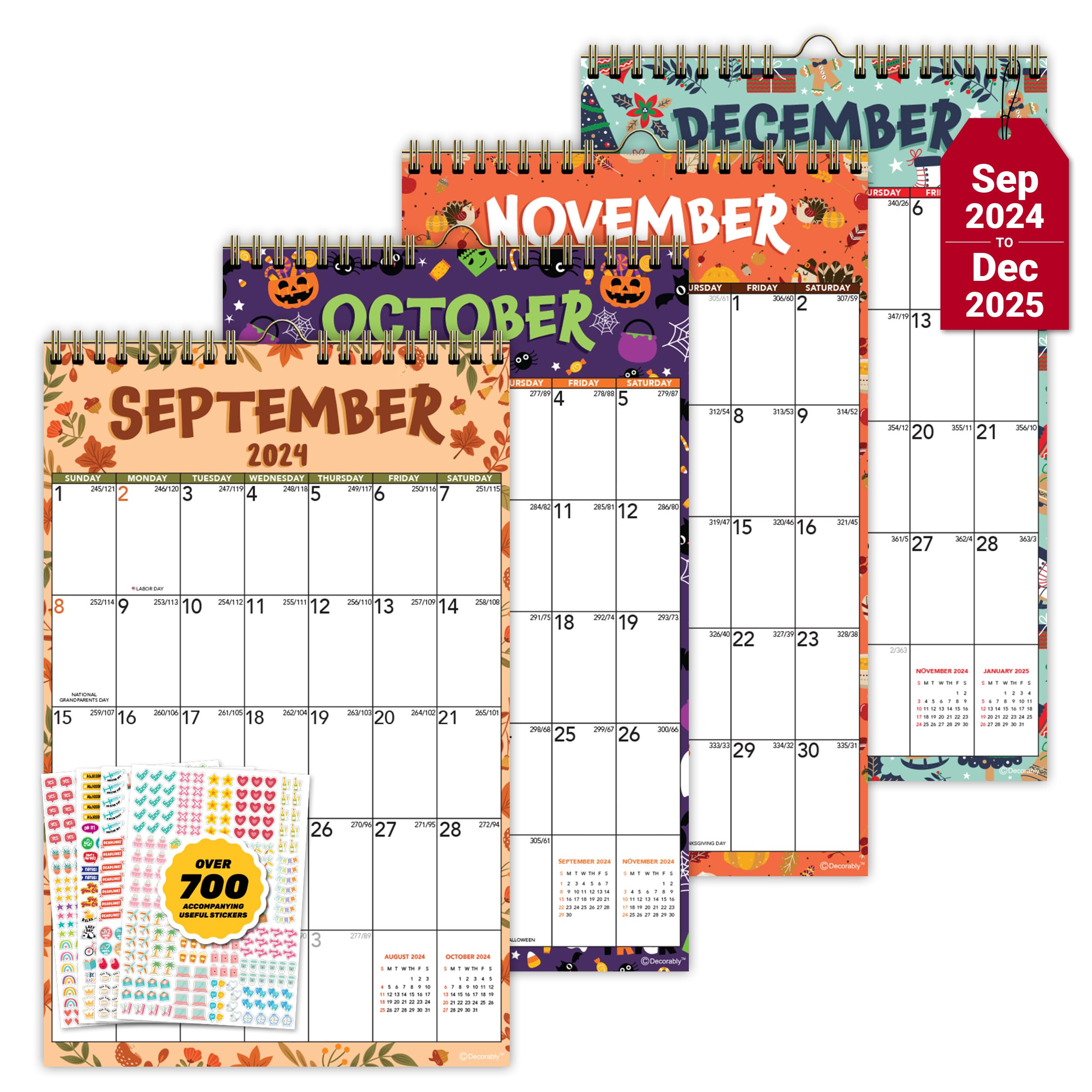 Mua Decorably 18 Month Academic Mini Calendar 2024-2025 Wall July 2024 ...