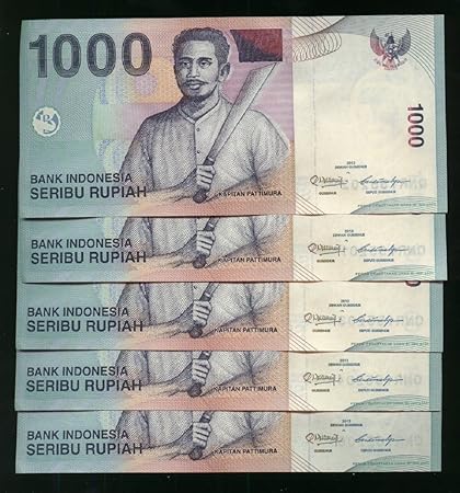Amazon Com 5 X 1 000 5 000 Indonesian Rupiah Note Foreign Money Lot Of 5 New Notes Rare For Collector Only 3 Sets Left Toys Games