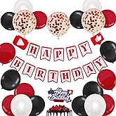 YouTube Themed Party Supplies, YouTube Inspired Birthday Banner Social Media Cake Topper for Subscribe Play Video Theme Birthday Party Decorations
