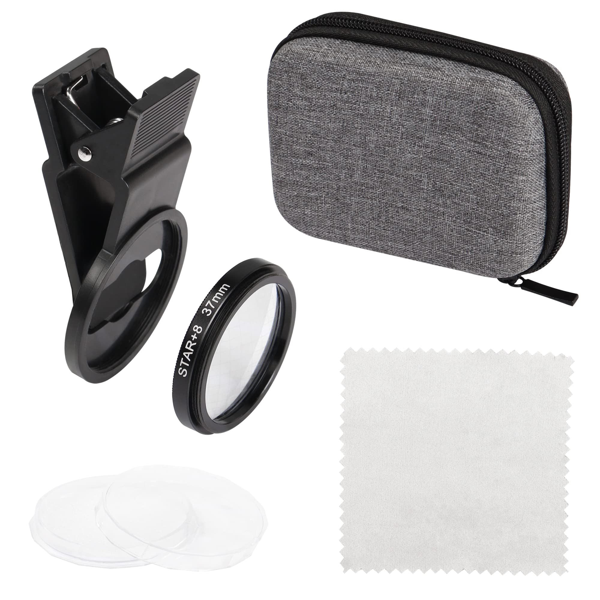 Cell Phone Star Filter Kit YACSEJAO 37mm Star Filter Optical Glass 8 Points Starburst Lens Filter Kit with Canvas Bags and Other Accessories