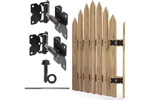 7Penn Self-Closing Black Gate Hinge 2-Pack with Installation Screws and Swing Adjuster Tool – Outdoor Vinyl/Wood Fence