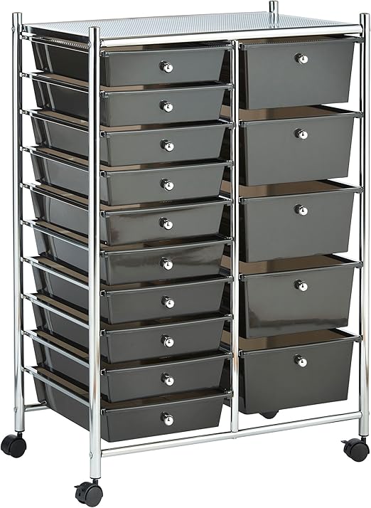 Amazon Com Vonhaus Black 15 Drawer Organizer Cart With Rolling