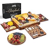 SMIRLY Charcuterie Boards Set - Large Acacia Cheese Board Set - House Warming Gifts New Home, Wedding Gift for Couple, Bridal Shower Gift, Birthday Gifts for Women