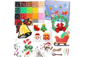 LULUETPUE Christmas Fuse Beads Kit, 7000PC 5MM Melty Beads Set, Iron Melting Bead Craft Kit with Pegboards,Ironing Paper, Arts and Crafts Set for Boys Girls Xmas Birthday