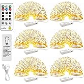 HXWEIYE 6 Pack Rechargeable Fairy Lights Battery Operated with Remote & DIY Timer, 7ft 20LED Mini Twinkle String Light for Mason Jar DIY Wedding Table Centerpieces Party Bedroom Christmas (Warm White)