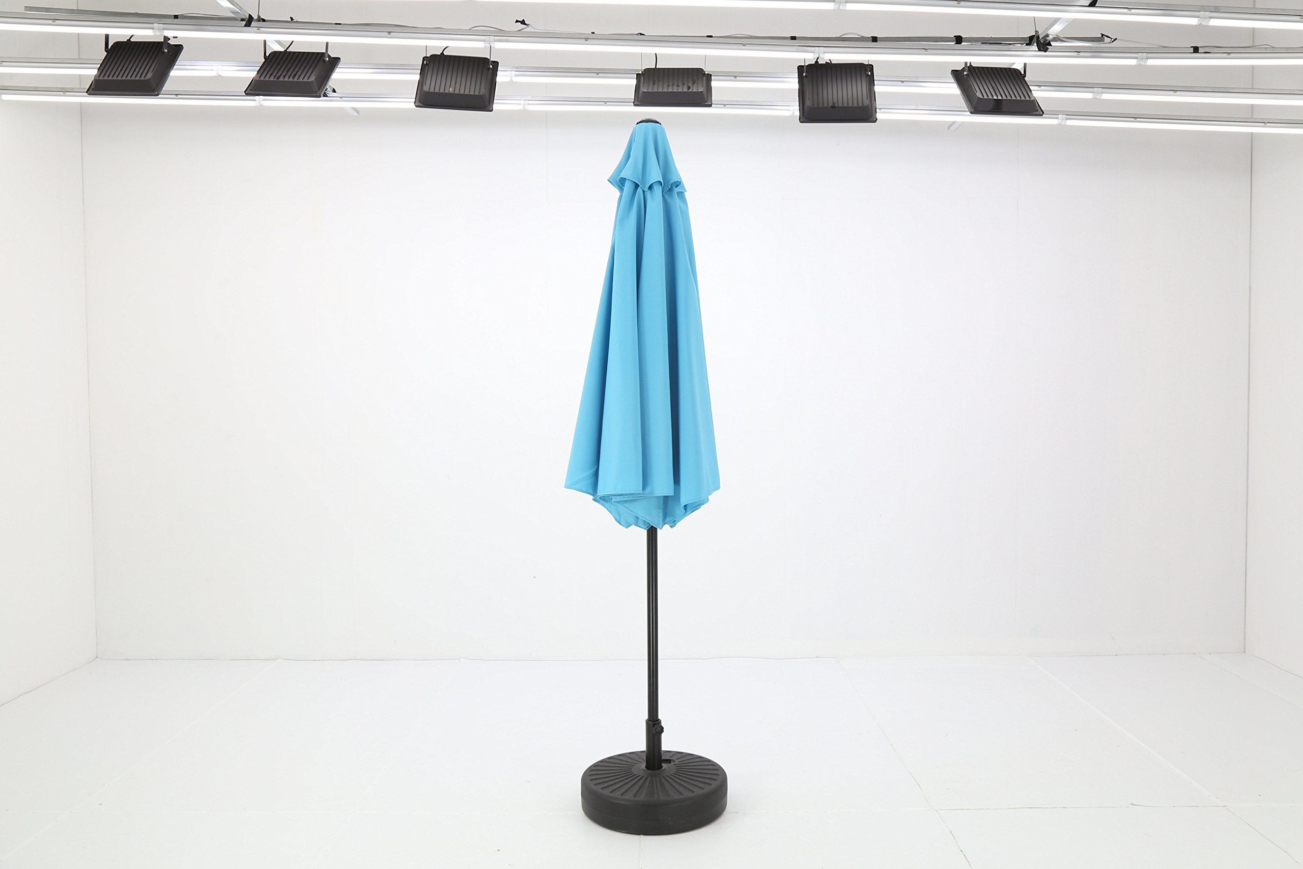 Odaof Outdoor Patio Umbrella 9-Feet Aluminum Market Table Umbrella with Push Button Tilt and Crank, Sky Blue