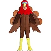 Wild Turkey Costume for Kids, Child Thanksgiving Halloween Turkey Suit, Bird Outfit for Animal Cosplay Party