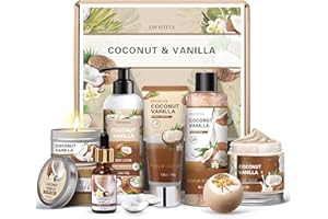 LUCOTIYA Gifts for Women, Birthday Gifts for Women, Bath and Body Gifts Set, Vanilla Coconut Spa Gift for Self Care,Thank you Relaxing Bath Sets for Mom, Grandma, Girlfriend, Sister, Friends