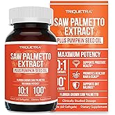 Saw Palmetto Extract – 10X Potency, Pharmaceutical Grade Strength - Plus Pumpkin Seed Oil - Supports Prostate Health, Relieves Urination Issues, Supports Hair Growth, DHT Blocker – 60 Softgels