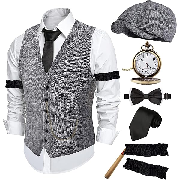 Amazon.com: Fun Costumes Dapper Gangster Costume Kit Standard : Clothing,  Shoes & Jewelry