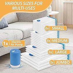 Vacuum Storage Bags with Electric Pump, 22 Pack
