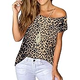 Femfady Womens Off The Shoulder Tops Summer Cute Cotton Short Sleeve Tee T-Shirt