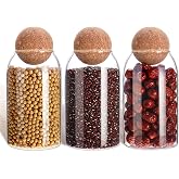 Cunhill 3 Pcs 800ml/ 27oz Glass Jar with Ball Cork Lid Decorative Container | Sealed Canister Jar, Storage Bottle Organizer, 