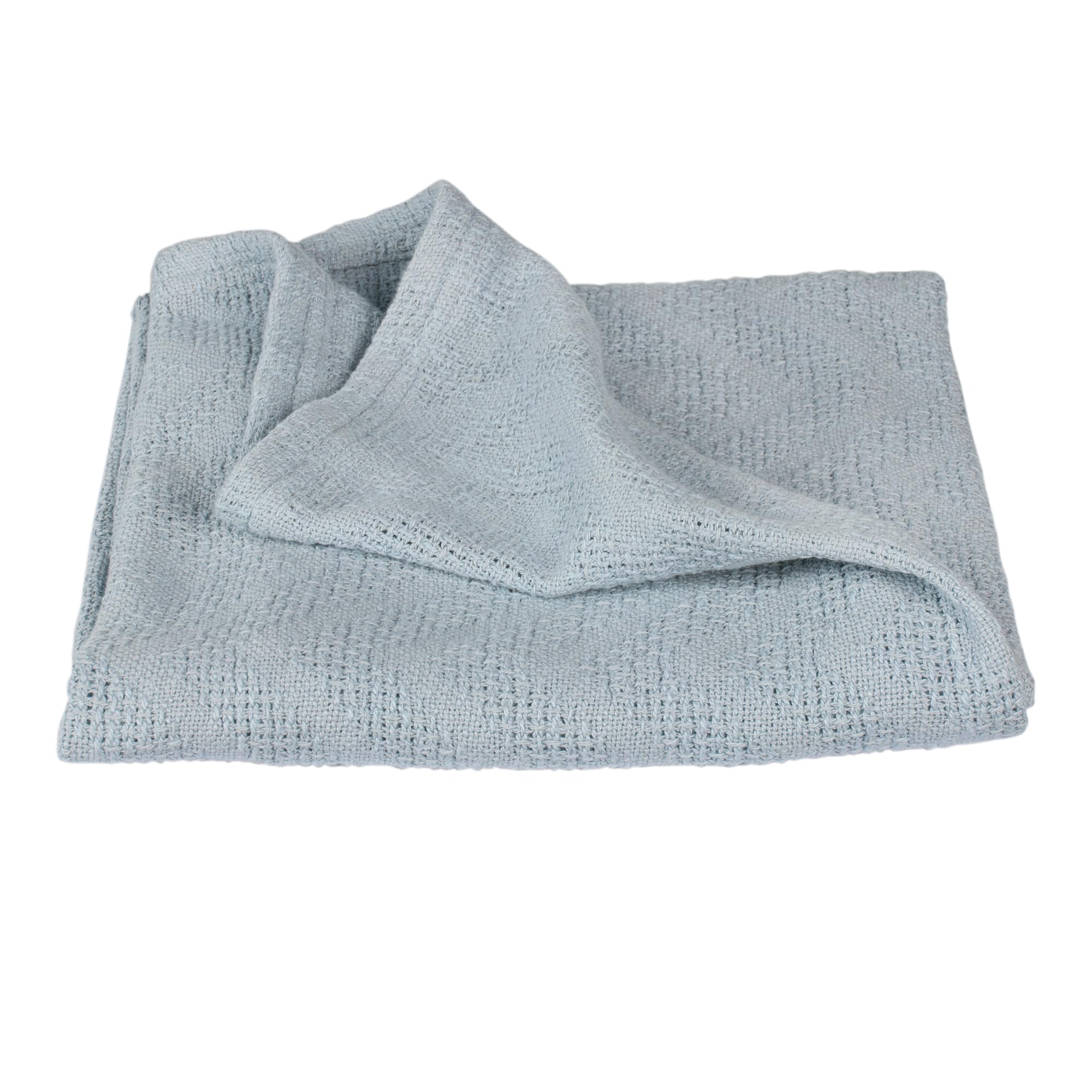 roba Lil Planet Organic Baby Blanket 80 x 80 cm - 100% Cotton GOTS and Oeko-TEX Certified - Knitted Look - Sky Blue
