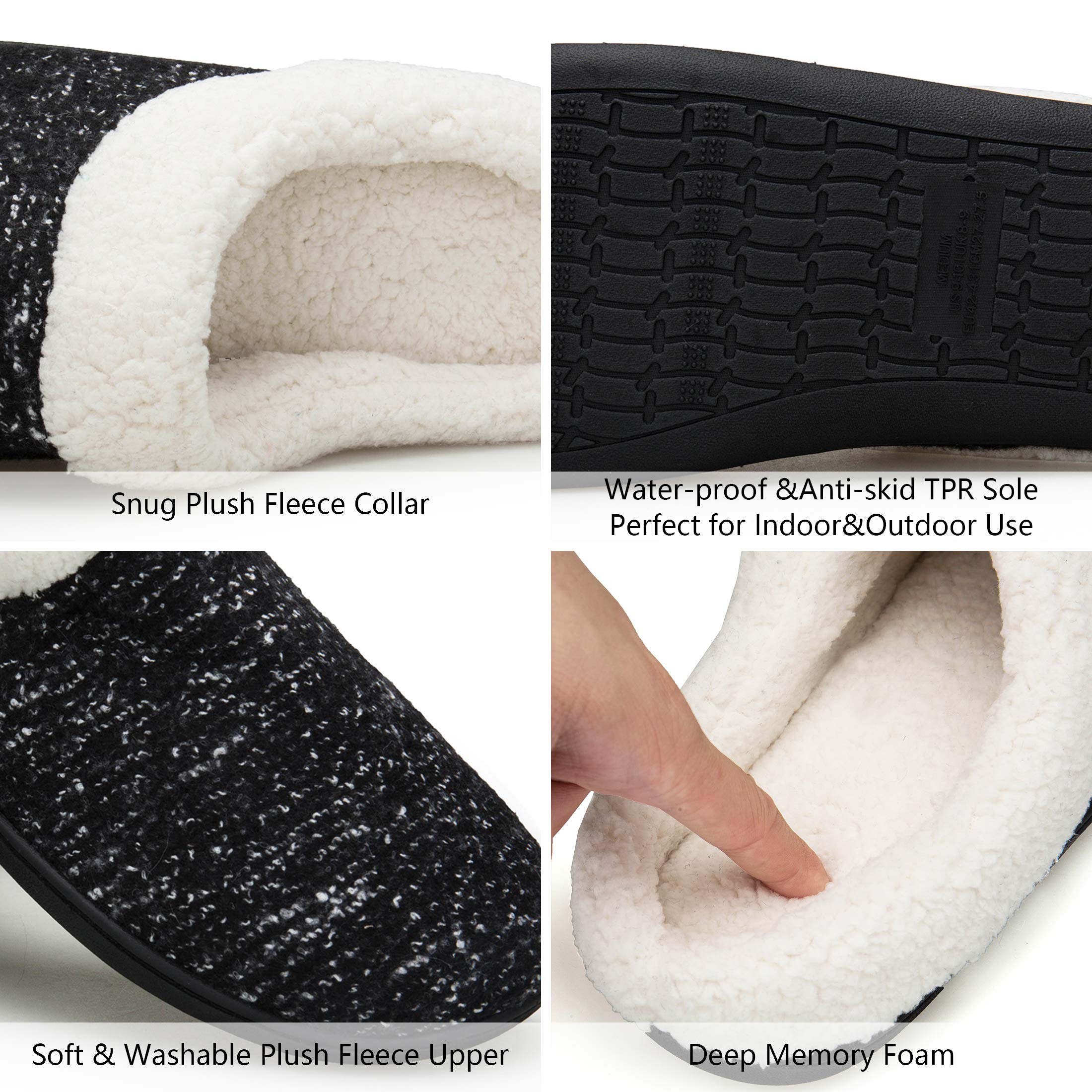 EAST LANDER Men’s Memory Foam House Slippers Washable Anti-Slip Slippers Indoor Shoes ELMT001-M1-L
